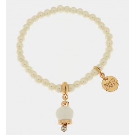 BRACCIALE IN METALLO CON PERLE E CAMPANA
