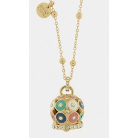 COLLANA IN METALLO CON CAMPANA A POIS