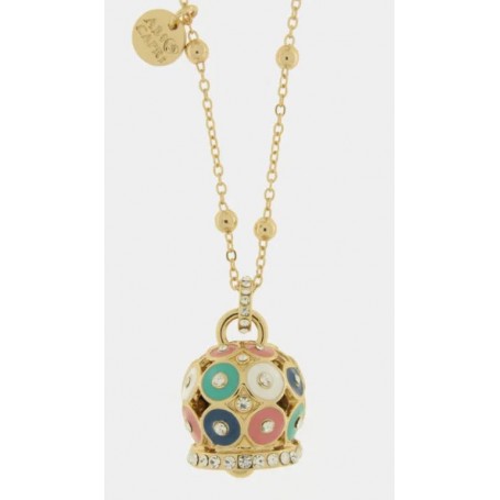 COLLANA IN METALLO CON CAMPANA A POIS
