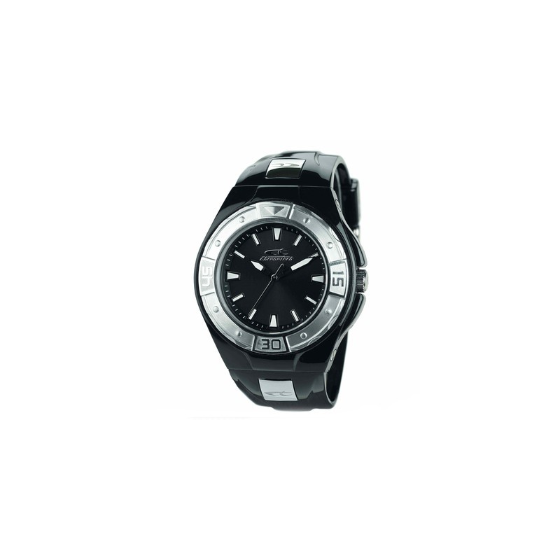 Orologio Uomo Chronotech CT7036M-15, Quarzo, Cassa In Acciaio 45mm, Cinturino In Gomma Nero, Quadrante Analogico