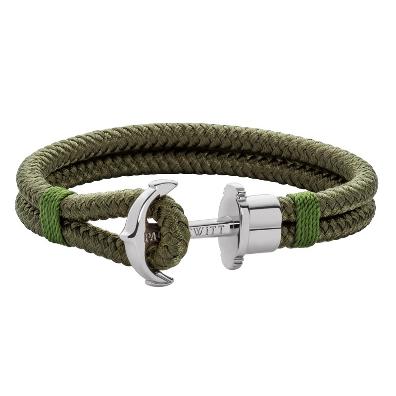 Paul Hewitt Bracciale Intrecciato Unisex In Pelle Nera E Acciaio, Regolabile, Taglia M