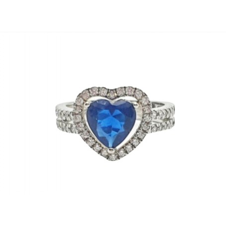 ANELLO CUORE BLU CON ZIRCONI